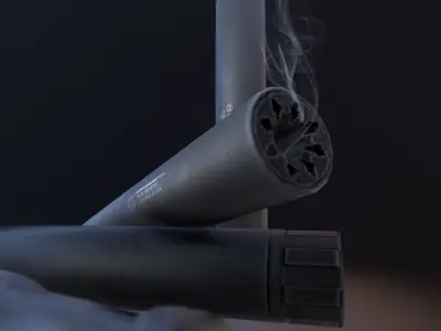 Gun suppressors pack Low-poly 3D model