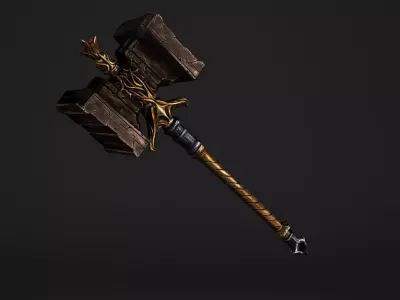 Shaker - Heavy Golden Warhammer Low-poly 3D model