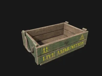 Low Poly PBR Wooden Military Crate 1 Low-poly 3D model