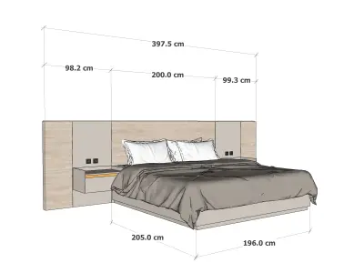 Hotel Line Nova Bed Set- soft 3D model