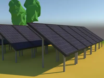 Low poly solar panels 3D model