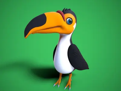 cartoon toucan Low-poly 3D model