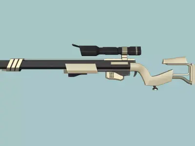 Sci-Fi Sniper Rifle 02 - Golden Luxury Gun Low-poly 3D model