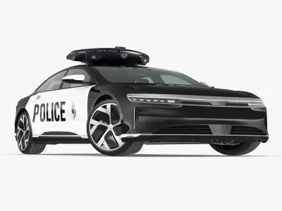 Lucid Air Electric Police Car Drone Launch Rigged for Cinema 4D 3D model