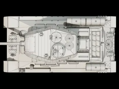T-34-85 - ZiS S-53 Cannon - Base Mesh 3D model
