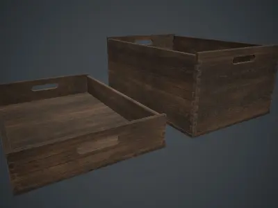 Wooden Crate 1 PBR Game Ready Low-poly 3D model