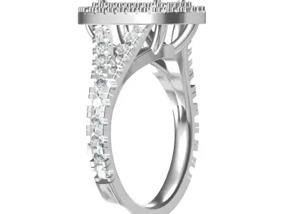 Emerald Solitaire Ring With Hidden Halo 3D print model get