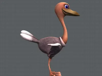 Ostrich V01 Low-poly 3D model