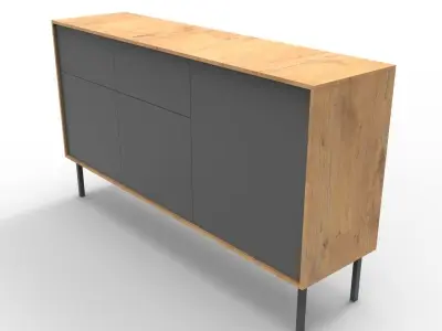 Modern Long Drawer Low-poly 3D model