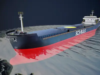 Bulker ship Low-poly 3D model