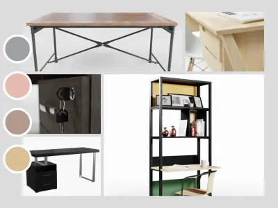 Desk Collection modern with two drawers Low-poly 3D model