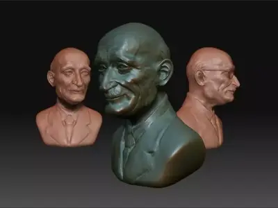 schuman three busts made of different materials 3D print model