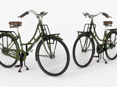 Green Vintage City Bicycle 3D model