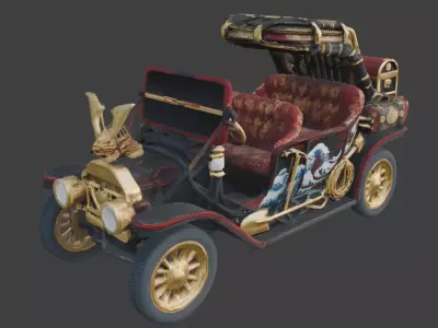 Japanese Samurai Brass Era Car 3D Model Low-poly 3D model