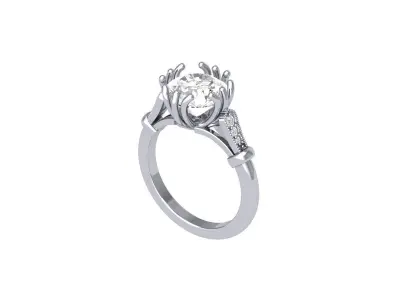 Solitaire Engagement Ring 3D print model 41