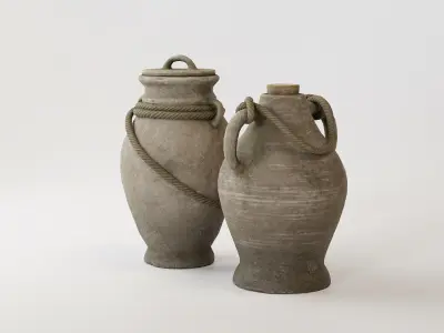 Antique clay pottery Low-poly 3D model