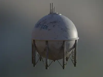 Liquid oxygen spherical storage tank 3D model