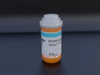 Painkiller medicine bottle Low-poly 3D model