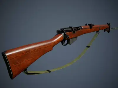 Lee Enfield MK III - WW2 rifle Low poly PBR Low-poly 3D model