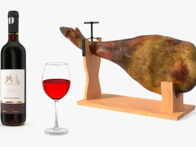 Ham Leg with Red Wine Collection 3D model