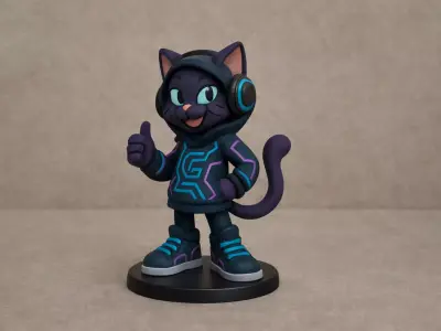 Cyber Cat Hoodie Collectible Figurine Free 3D print model