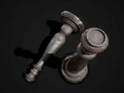 PBR Candlestick silver in form of person Low-poly 3D model