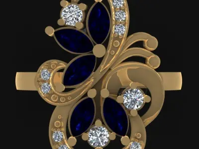 SpringButterfly Ring Part of garniture 3D print model 3D print model