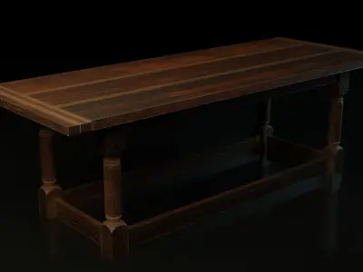 Medieval wooden table Free low-poly 3D model