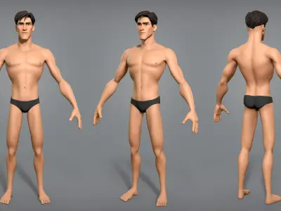 Cartoon male character Scott base mesh 3D model