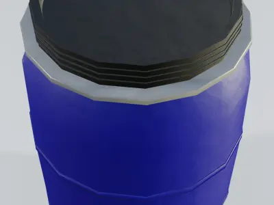 Plastic Open Head Drum 220L Low-poly 3D model