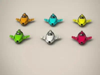 Spacecraft set Low-poly 3D model