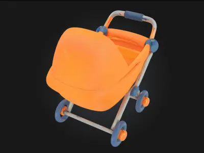 Orange Pram Icon  Whimsical Symbol of Care and Comfort 3D model