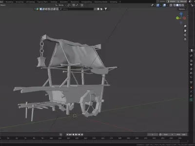 Handcrafted Stylized Wooden Cart Low Poly Game Ready Free low-poly 3D model