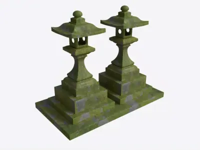 Stone Moss Temple Lantern 3D model