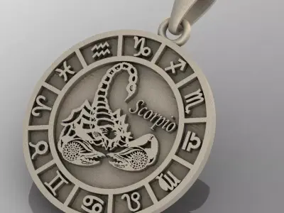 Scorpio Zodiac Pendant 3D print model