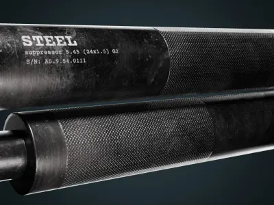 silencer steel tube Low-poly 3D model