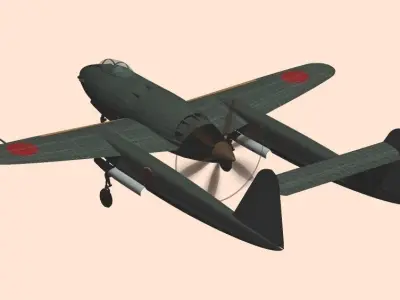 Imperial Japanese Navy Mitsubishi J4M Interceptor Fighter Senden 3D model