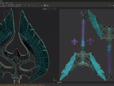 Green Twin Blade Axe Low-poly 3D model