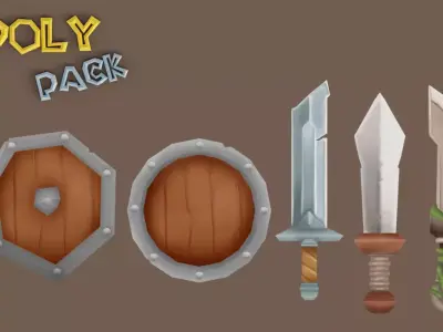 LowPoly RPG Weapons Pack Low-poly 3D model purchase