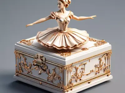 Elegant Ballerina Music Box 3D Model Low-poly 3D model