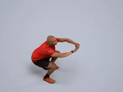 00373Carl007 - Adult Black male crouching during exercise in 3D model