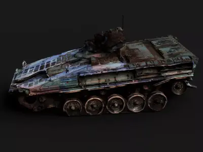 war destroyed Marder vehicle wreck PBR photogrammetry Low-poly 3D model