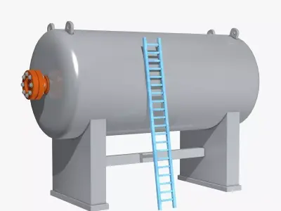 Industrial Boiler with Blue Ladder 3D model