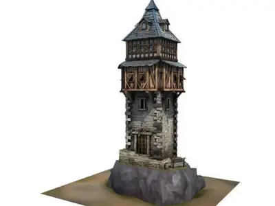 Medieval Building 07 Defence Tower Low-poly 3D model