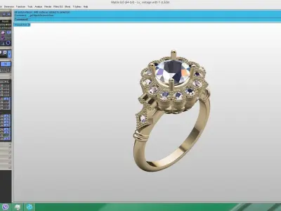 vintage ring for one carat stone 3D print model
