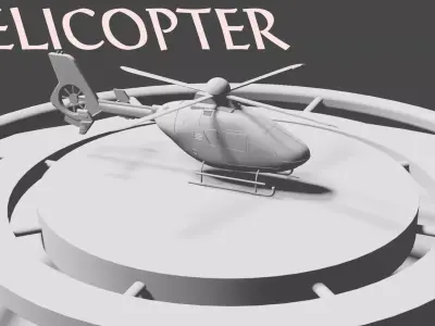 Helicopter with helipad  Low-poly 3D model