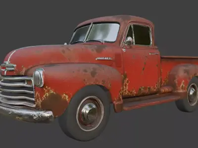Vintage Rusty Pickup Truck 3D Model 3D model 39