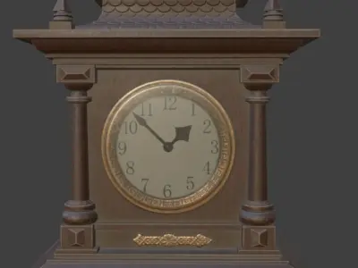 Antique table clock Low-poly 3D model