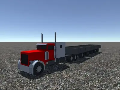 Industrial Long Truck 1 Low-poly 3D model