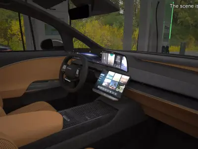 Lucid Gravity Electric SUV with Charging Station 3D model